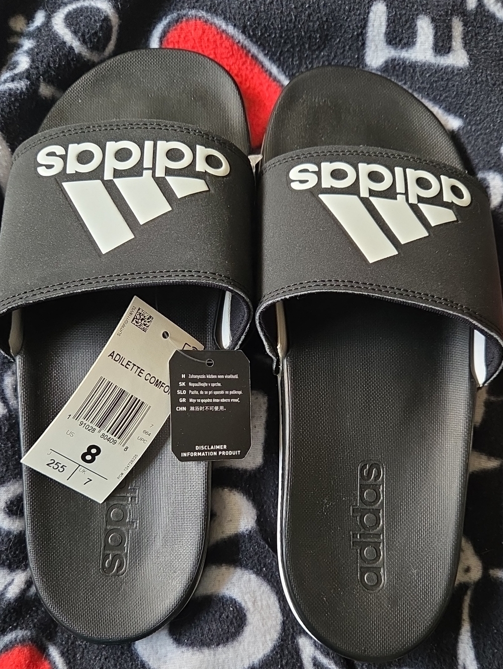 Adidas Black Slide Sandals with White Logo for Women
